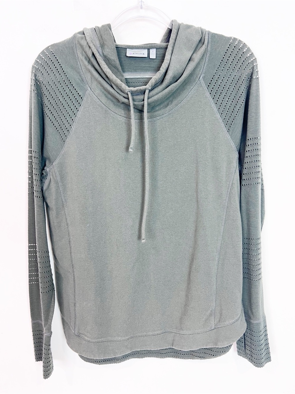 ATHLETA LIMITLESS HOODIE GREEN FUNNEL NECK PULLOVER SHIRT SZ SMALL